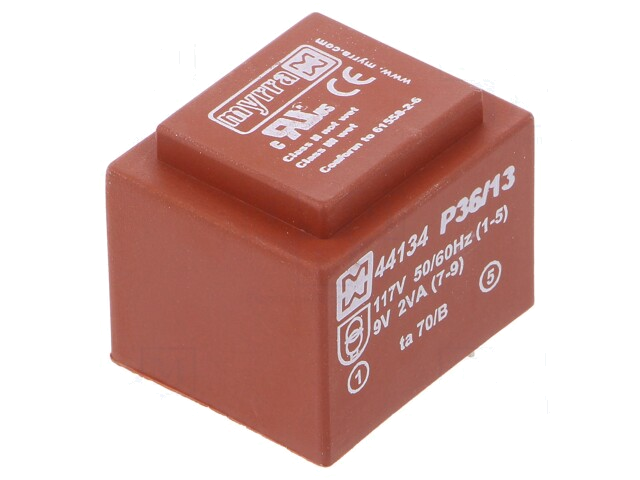 Transformator: ingegoten; 2VA; 117VAC; 9V; 222mA; PCB Transformator: ingegoten; 2VA; 117VAC; 9V; 222mA; PCB